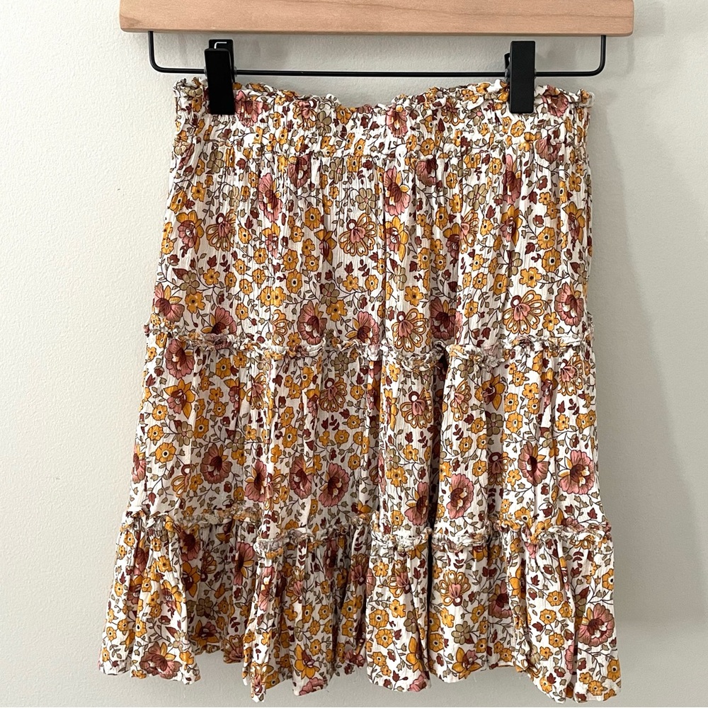Cynthia Rowley Boho Floral Ruffle Tiered Skirt